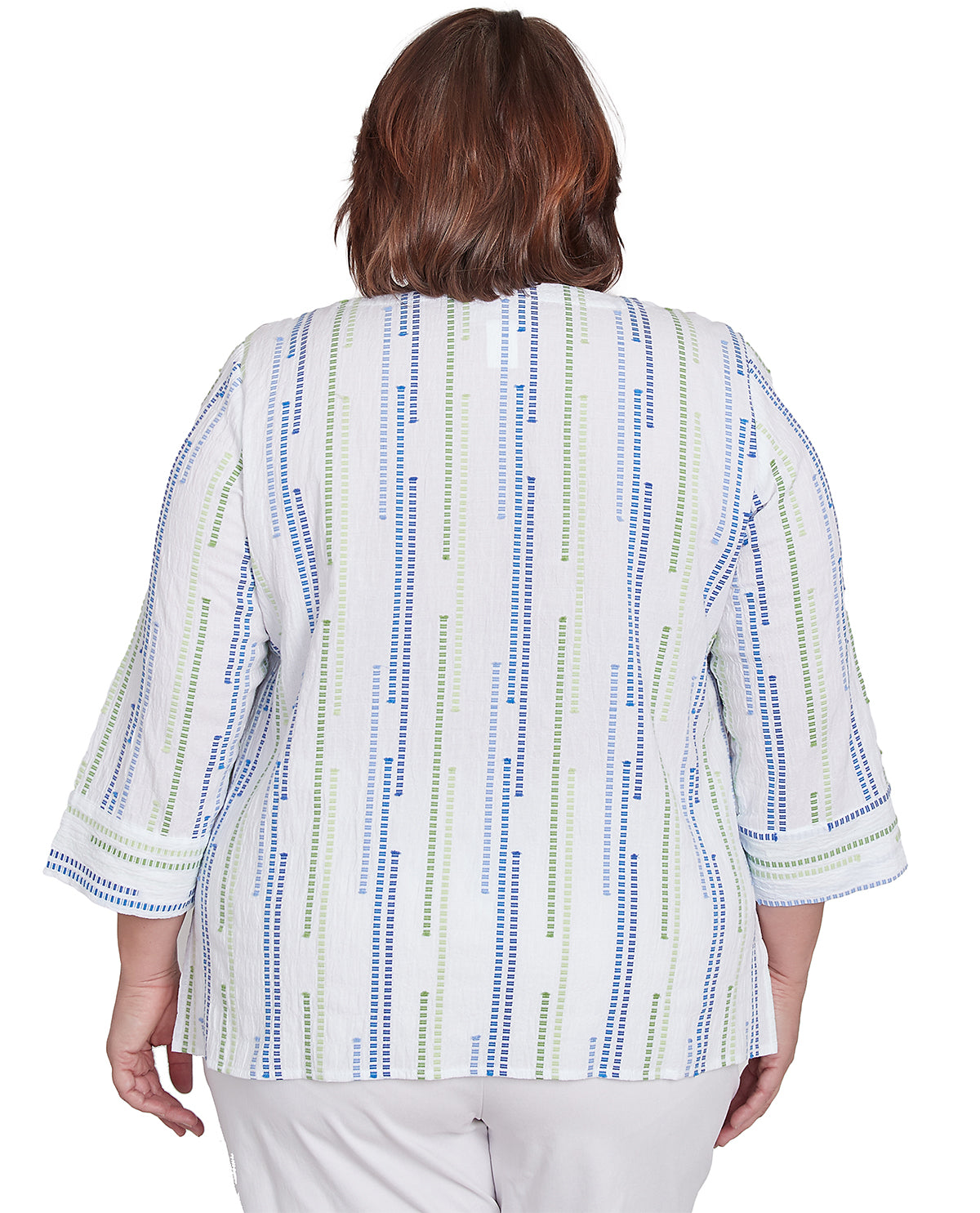 Alfred Dunner Parrot Cay Jacquard Woven Top Cobalt Multi