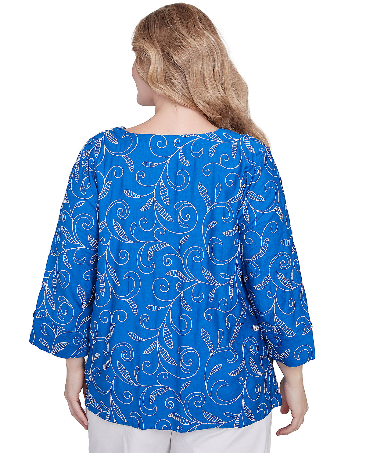 Alfred Dunner Parrot Cay Woven Top Cobalt