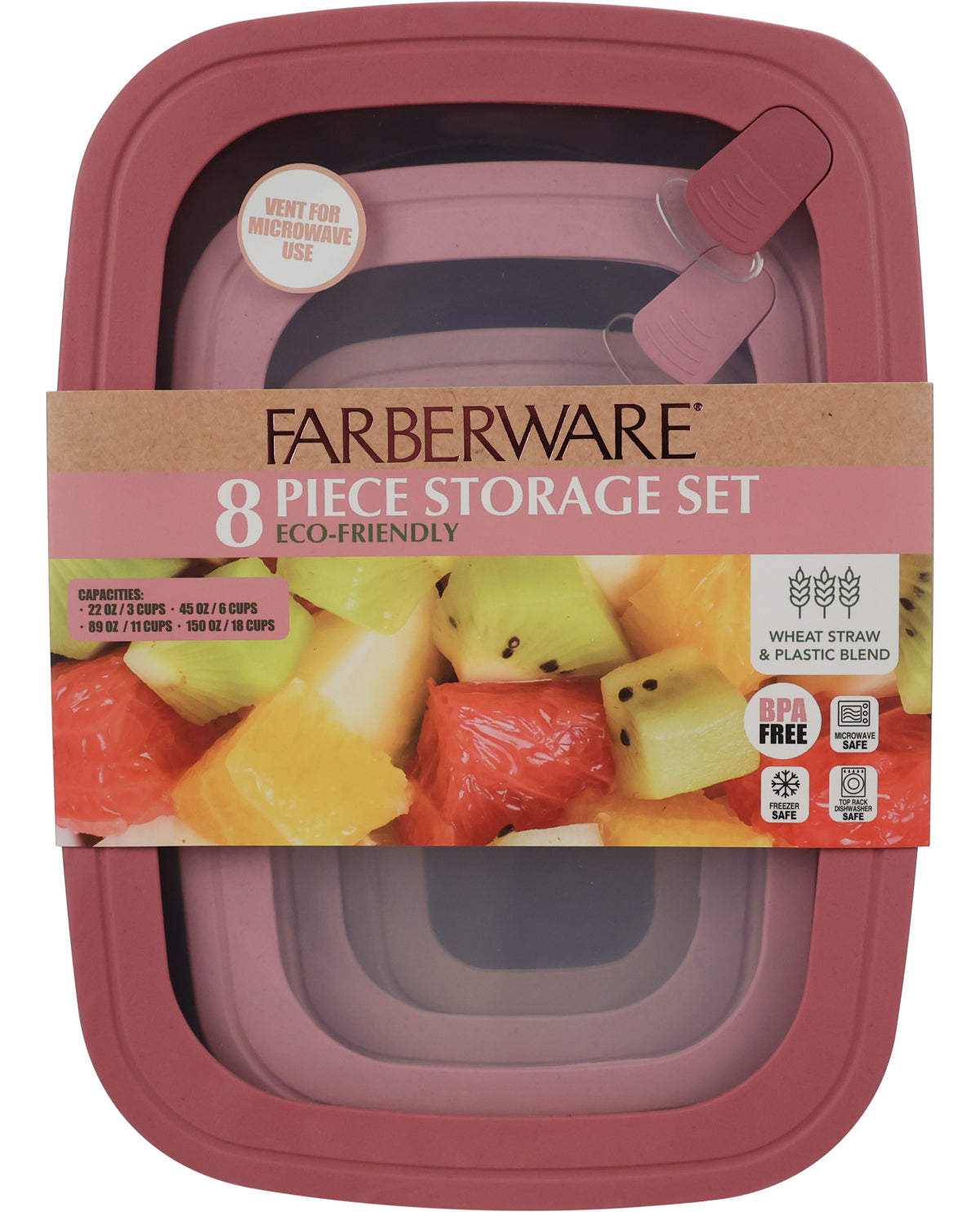 Farberware 8 Piece Wheat Straw Rectangle Storage Set