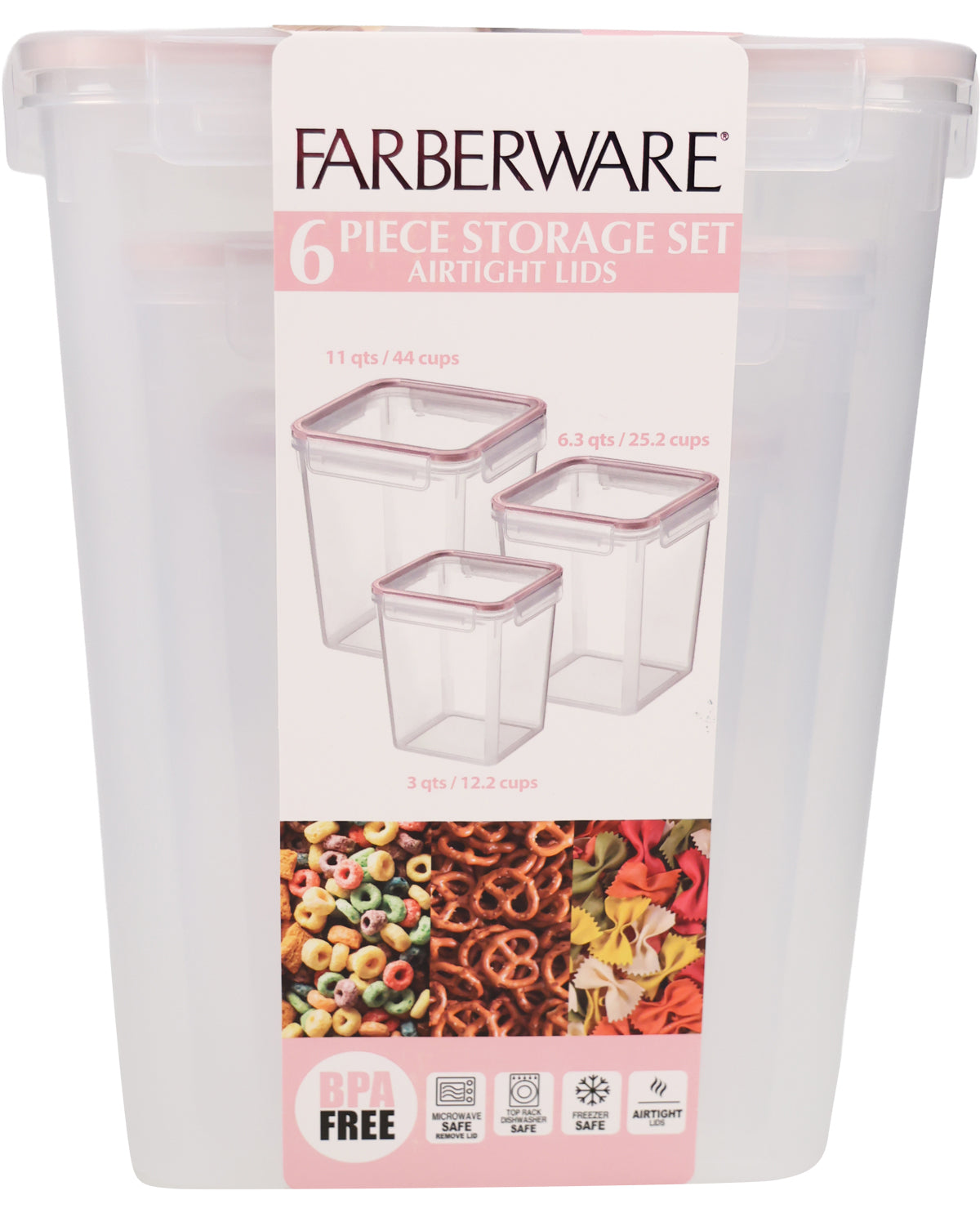 Set Of 3 Deep Square Containers Blush Liner