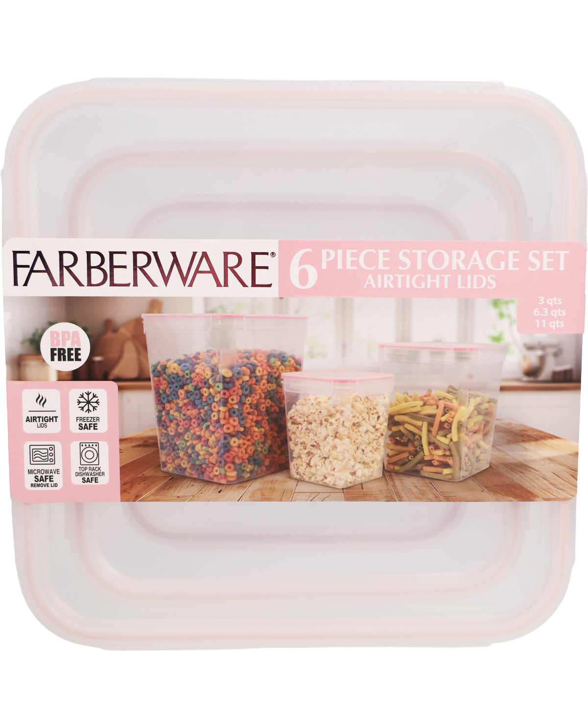 Set Of 3 Deep Square Containers Blush Liner