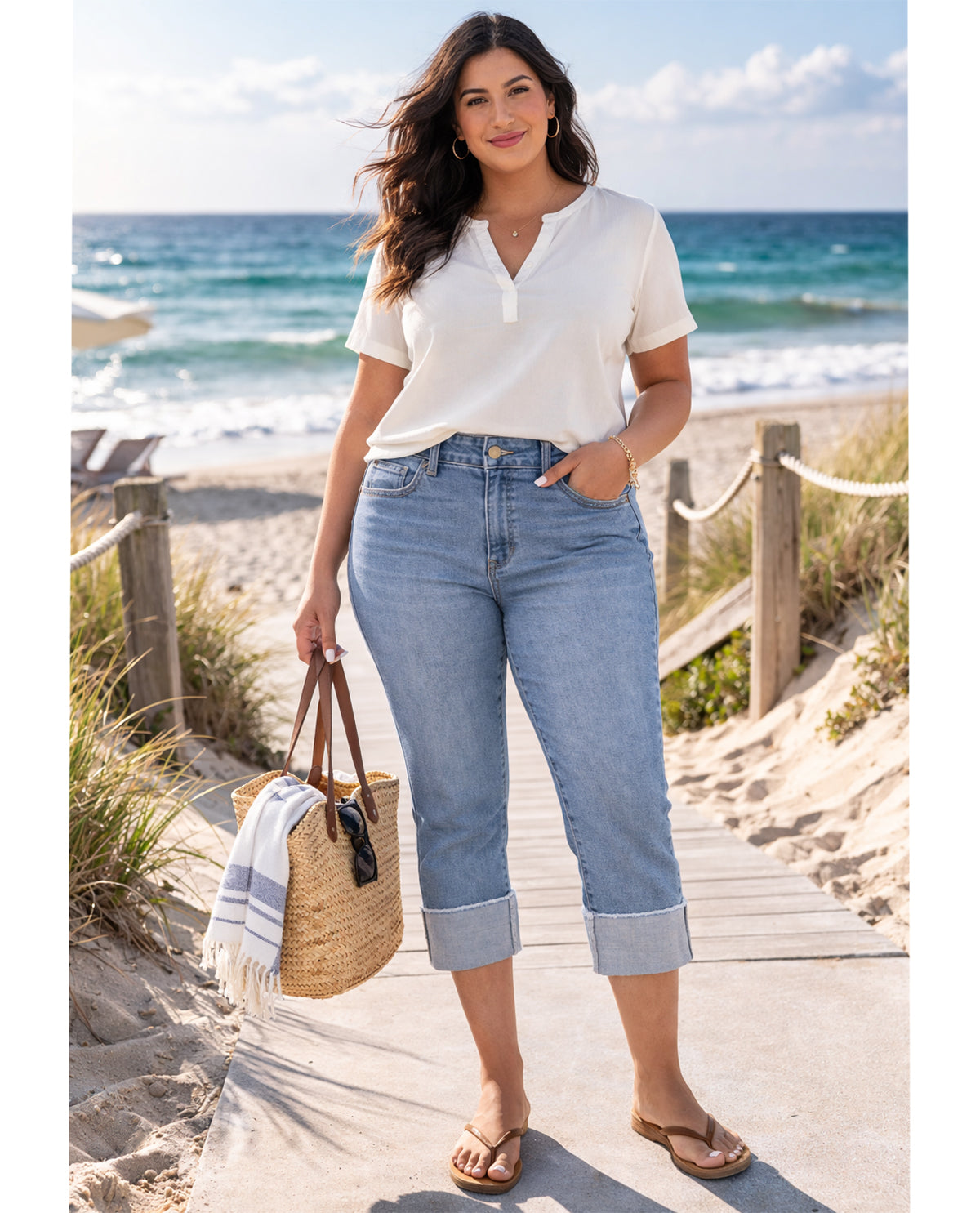 D Jeans 18" Wide Cuff Capri