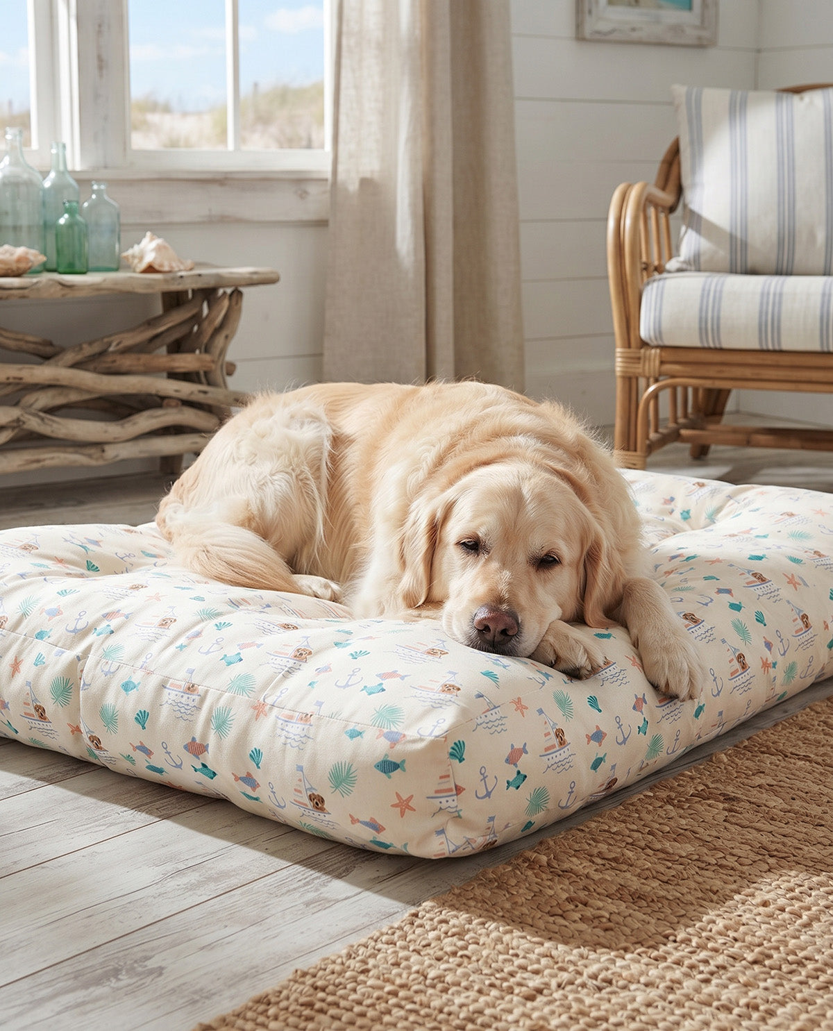 Nautical Sail Pup Pet Bed 27x36