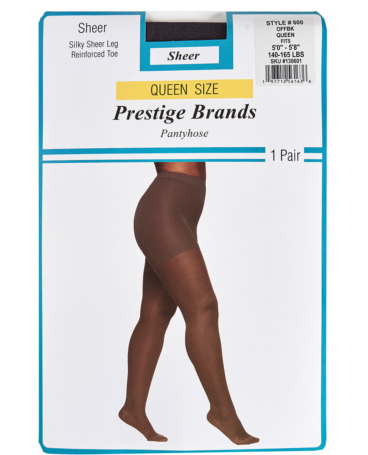 Prestige Brands Sheer Leg Queen Off Black Pantyhose