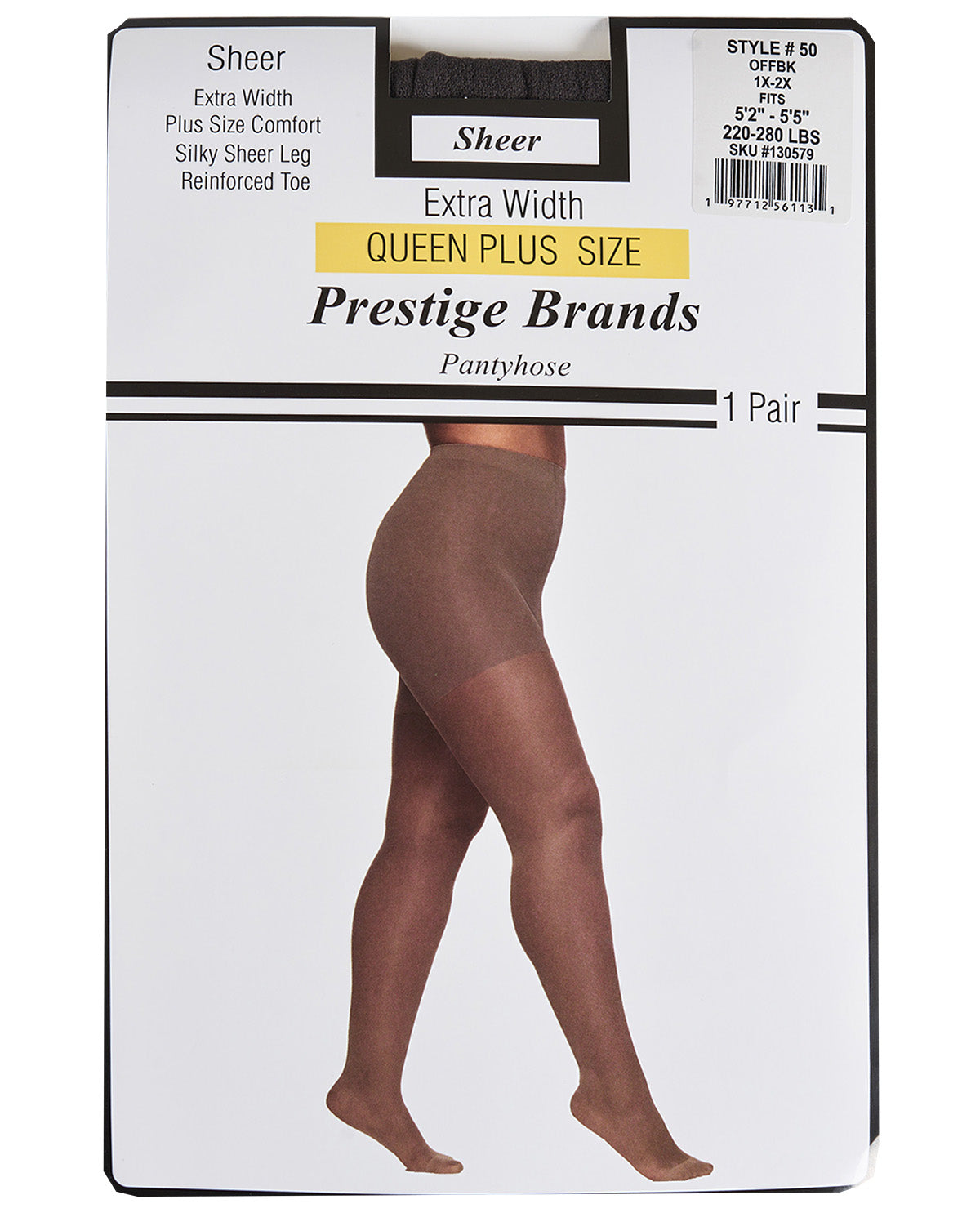 Prestige Brands Sheer Leg 1X-2X Off Black Pantyhose