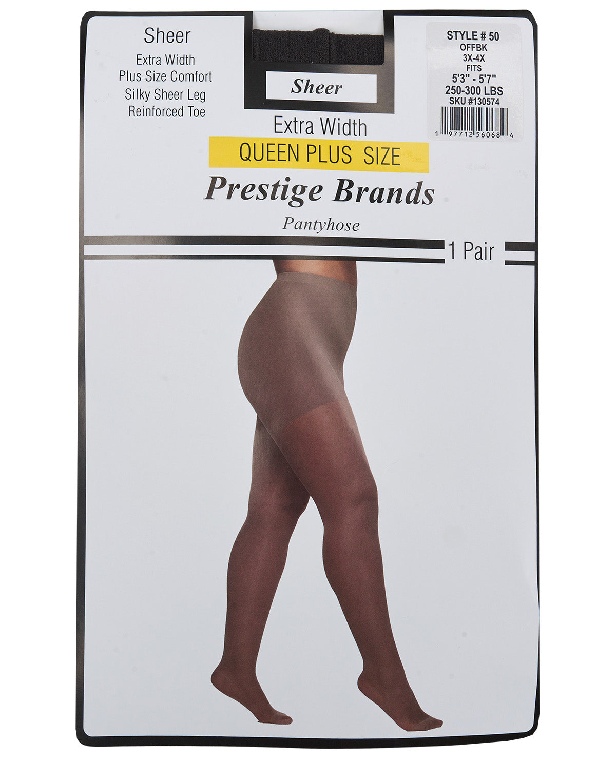 Prestige Brands Sheer Leg 3X-4X Off Black Pantyhose