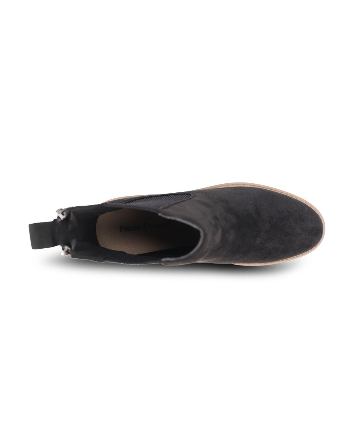 Black leather boot on a white background