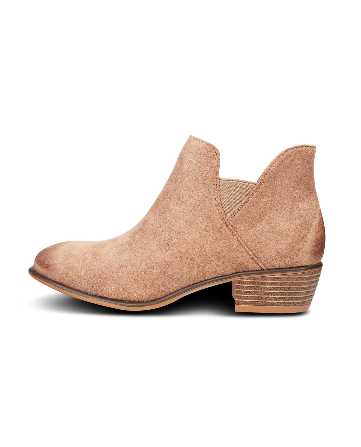 Taupe ankle boot on a white background