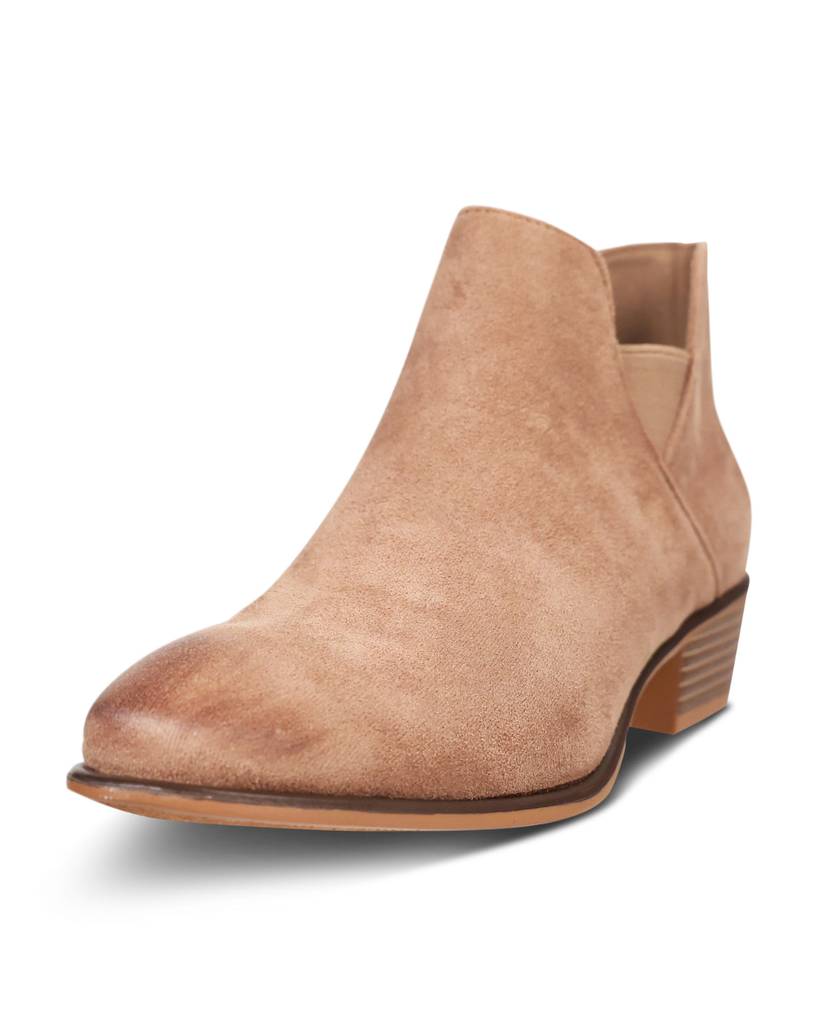 Taupe ankle boot on a white background