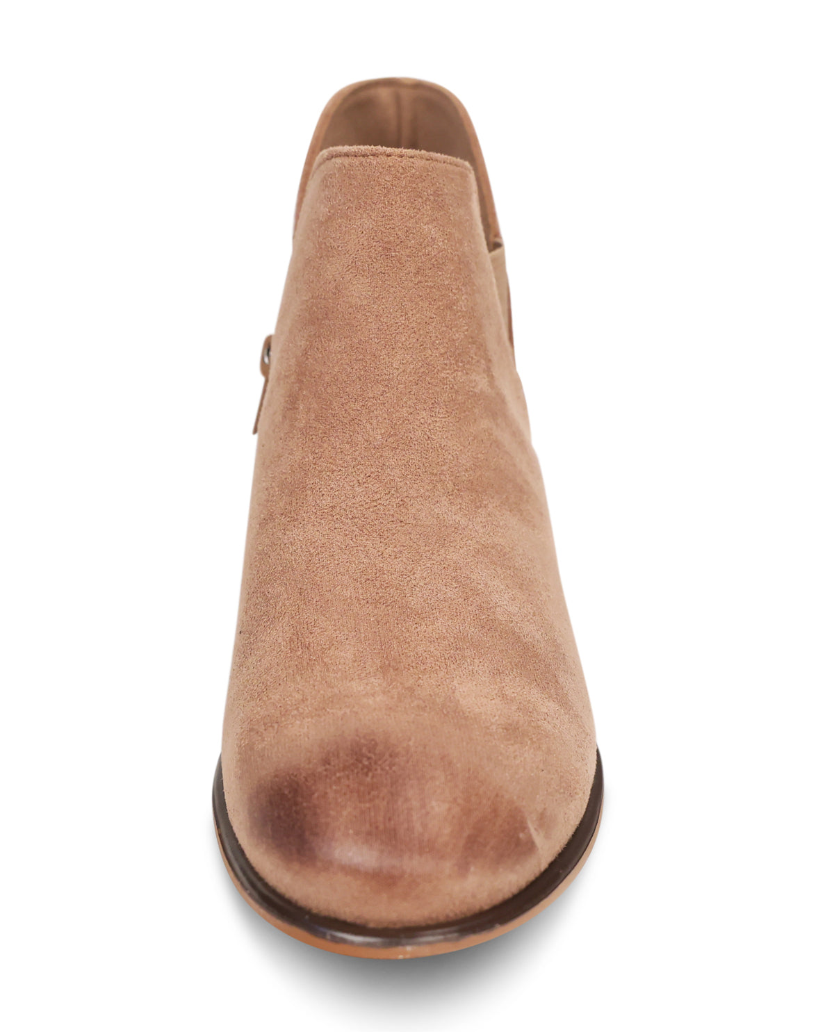 Taupe ankle boot on a white background