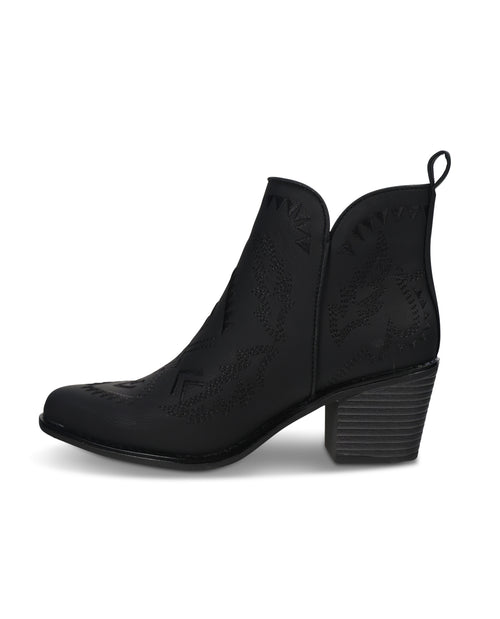 Black ankle boot on a white background