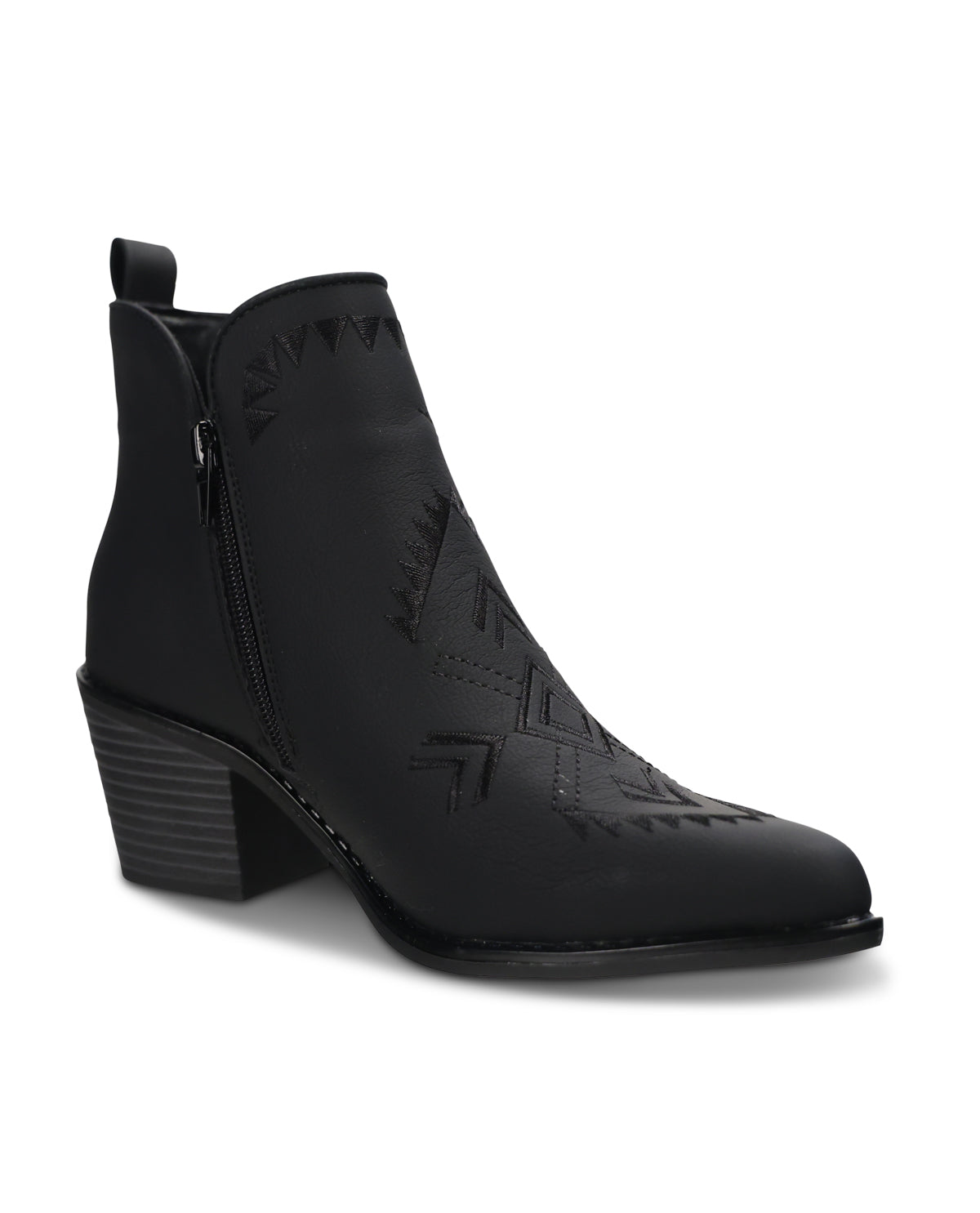 Black ankle boot on a white background