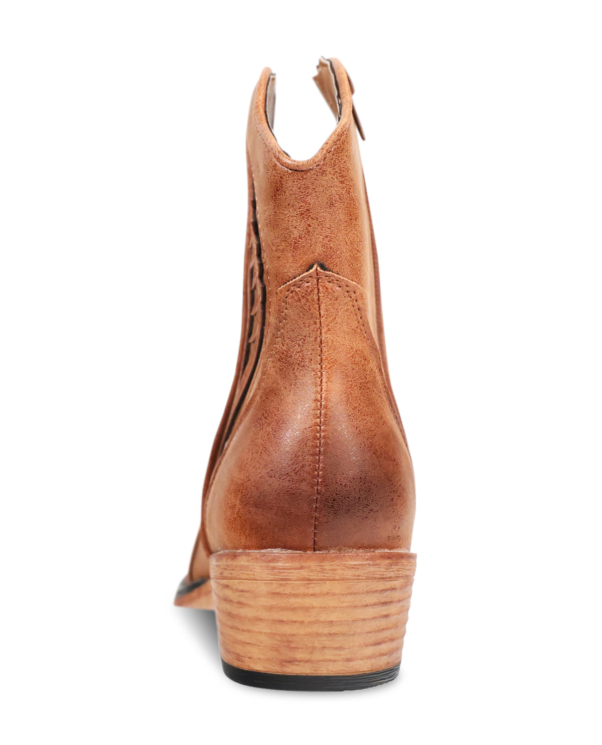 Brown leather ankle boot on a white background