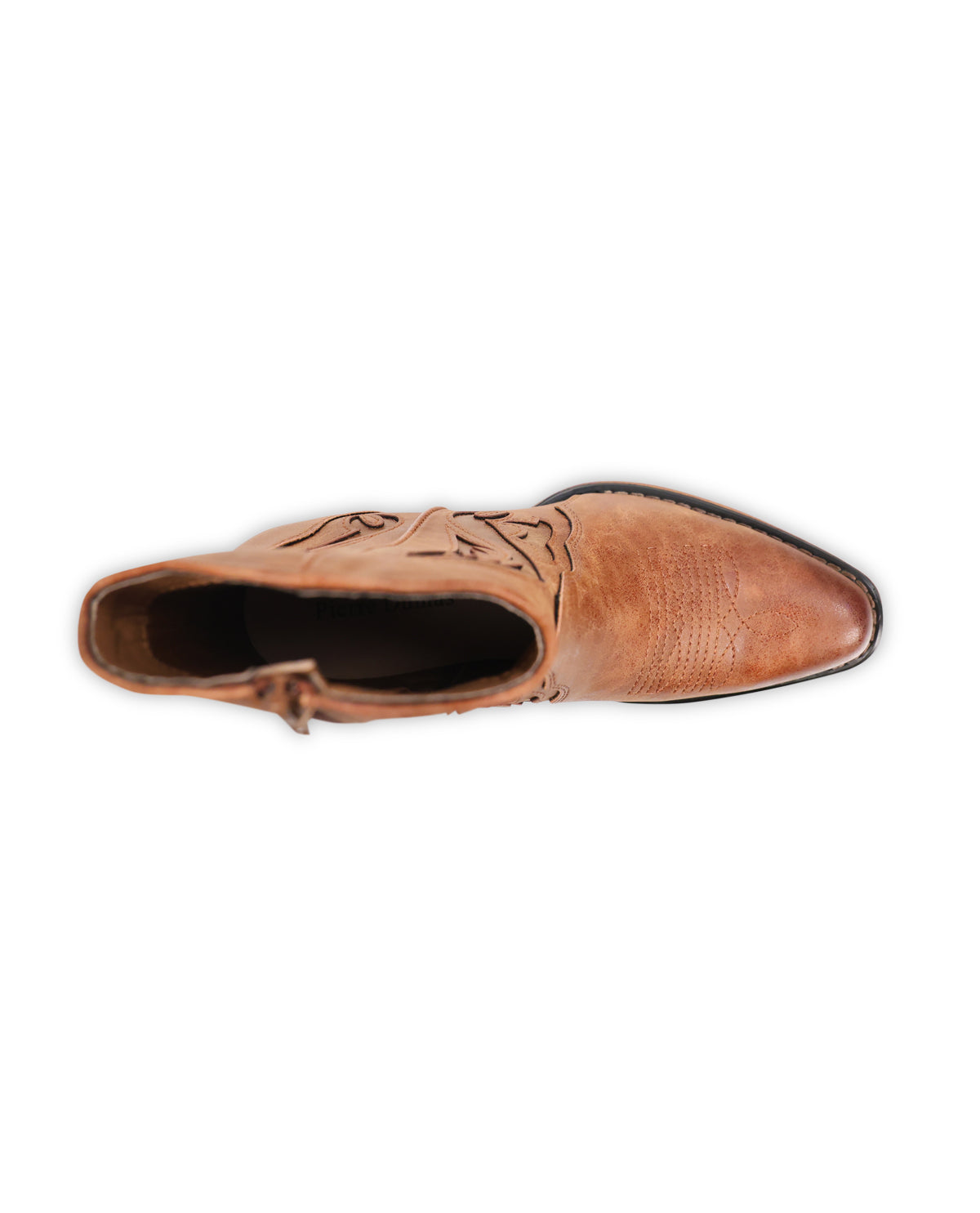 Brown cowboy boot on a white background