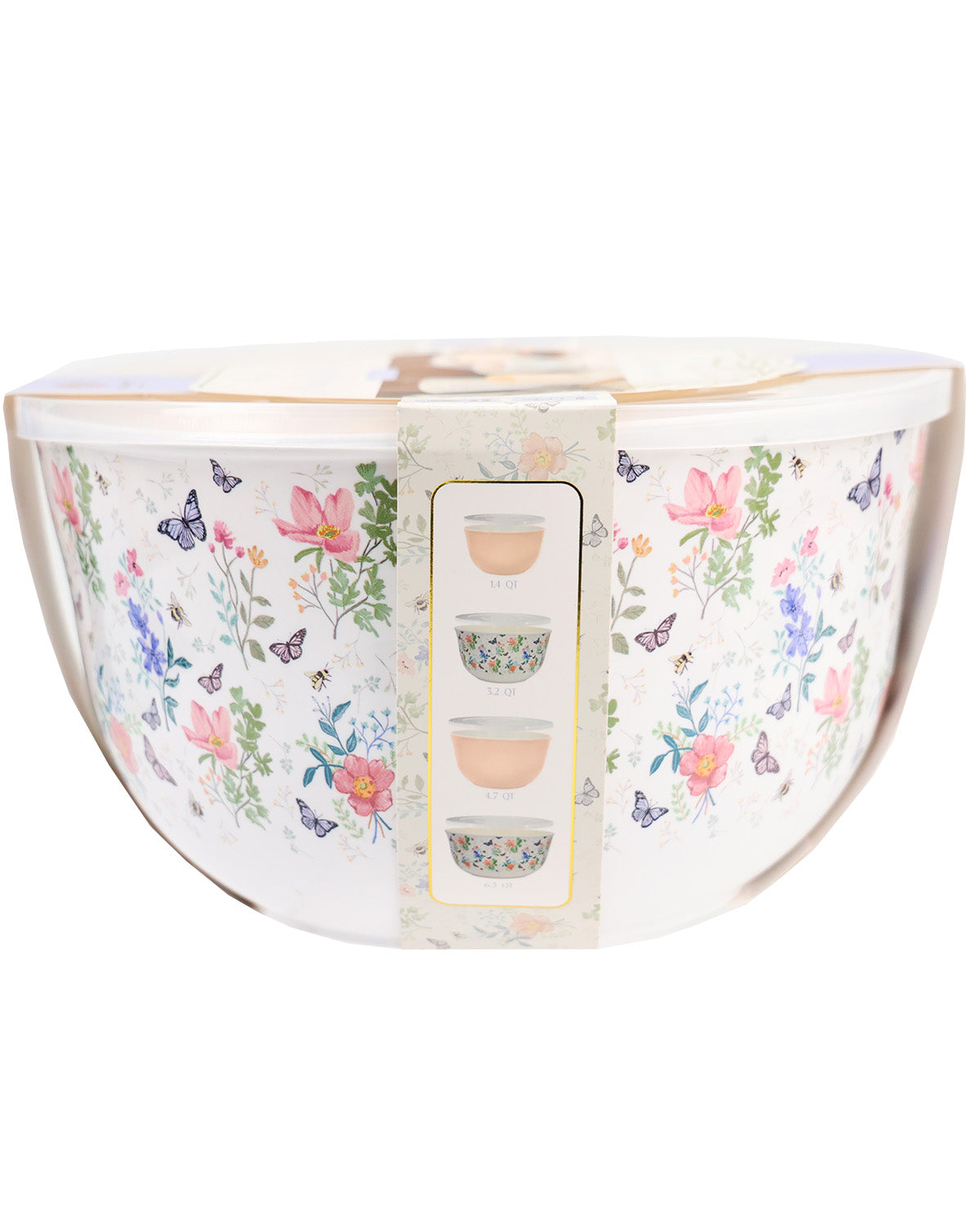 4 Piece Print Bowl Set Pearl/Blush