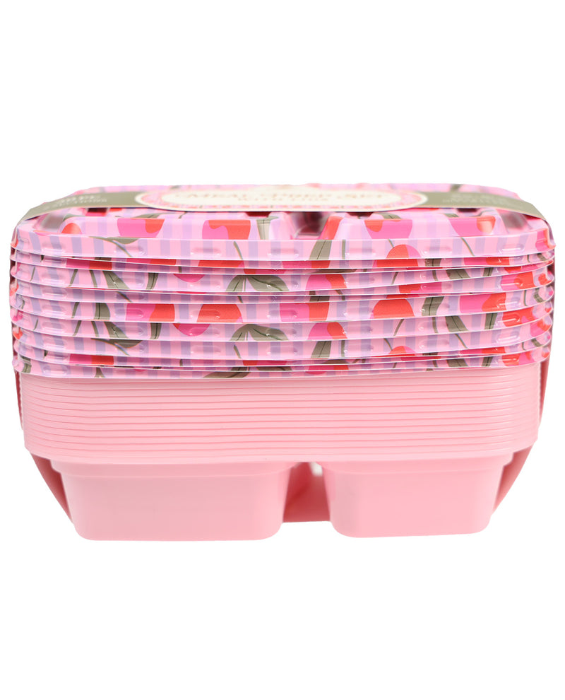 30-Piece Pink Pinstripe Cherry Print Meal Prep Set