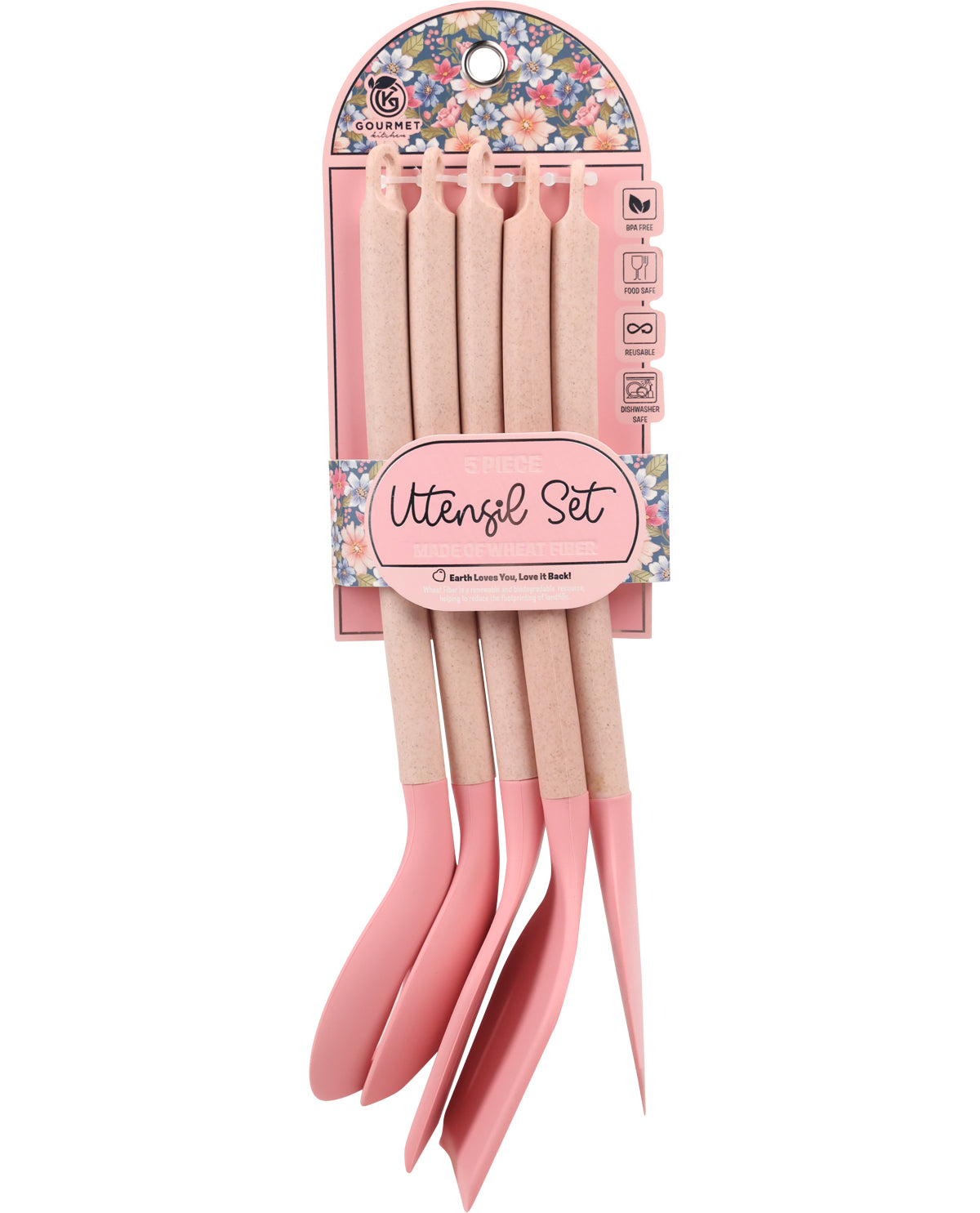 5pc Eco Utensil Set Pink