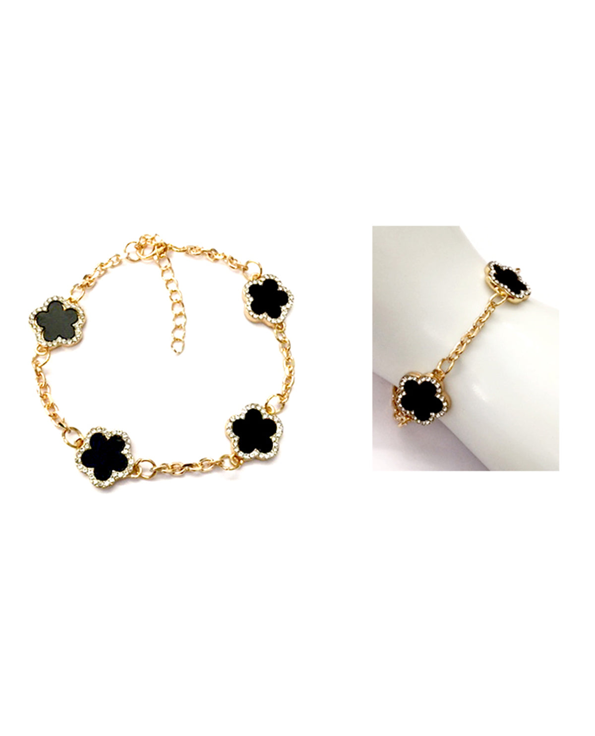 Chain Bracelet With Clovers Gold