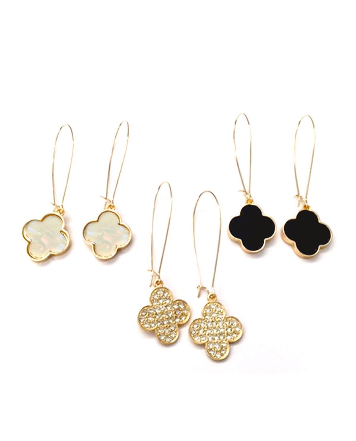 3 Piece Clover Earring Set Gold