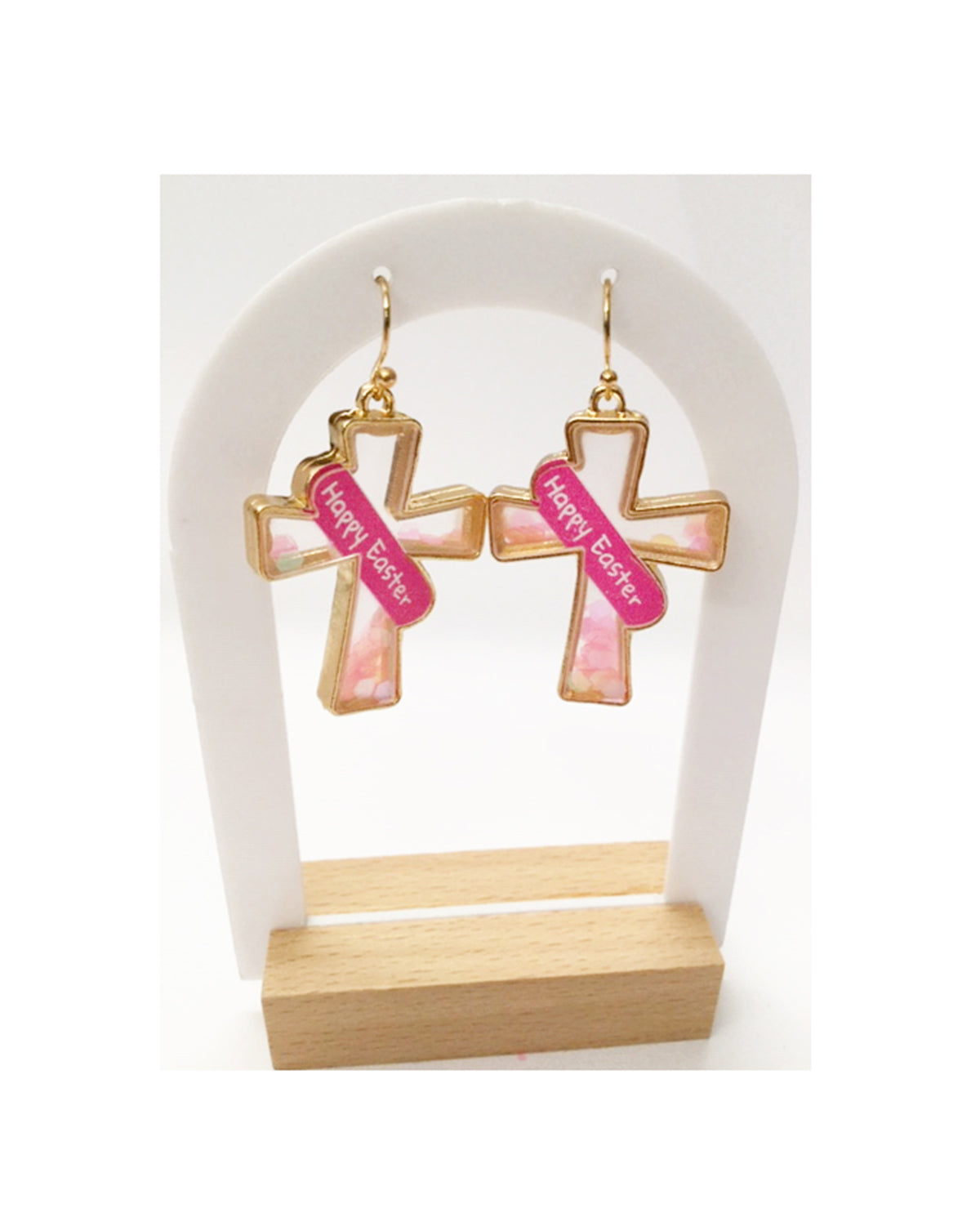 Happy Easter Cross Earrings