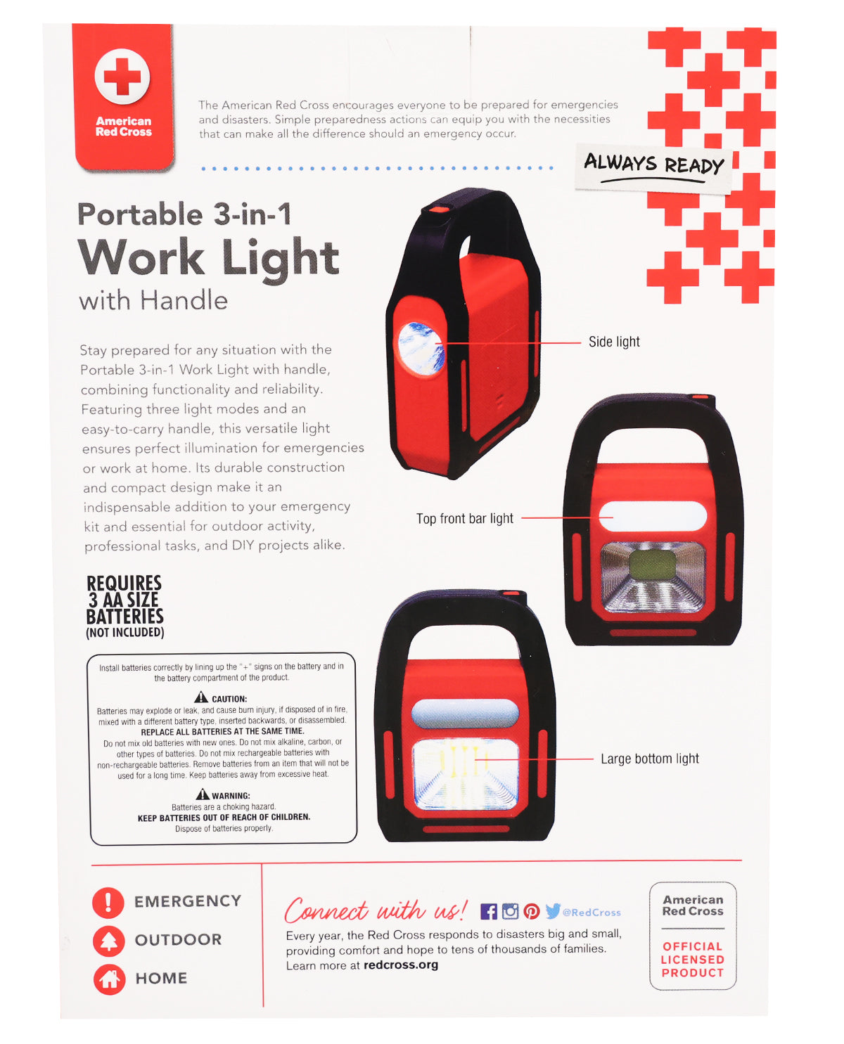 American Red Cross Portable 3-in-1 Work Light