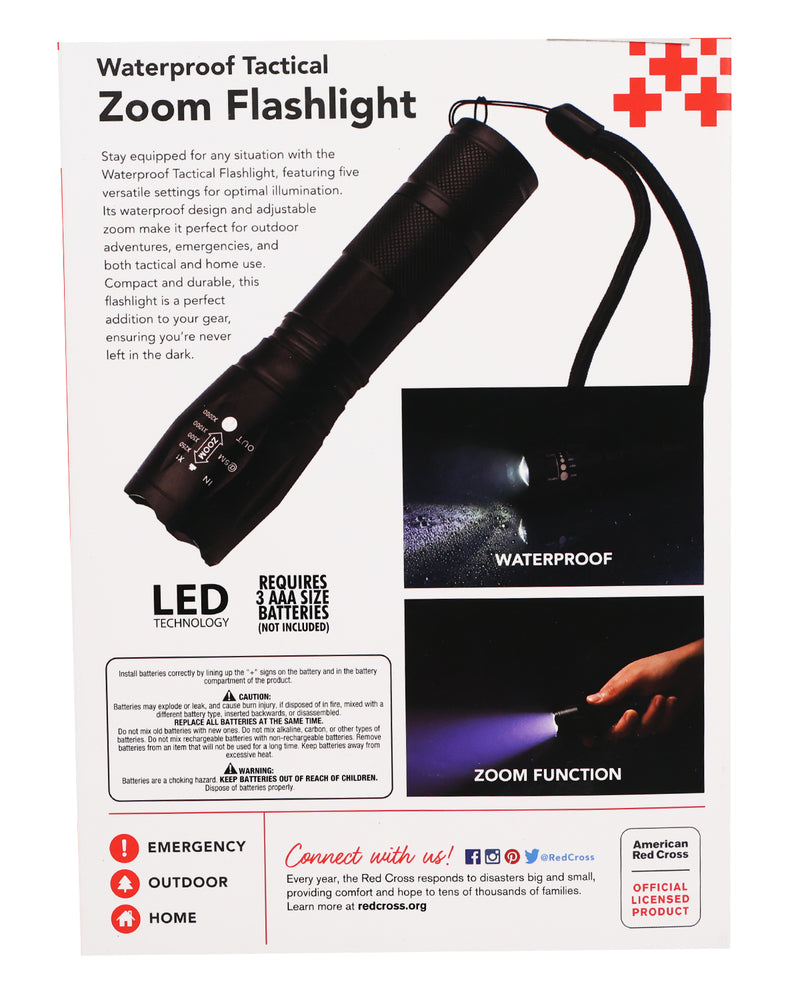 American Red Cross Waterproof Tactical Zoom Flashlight