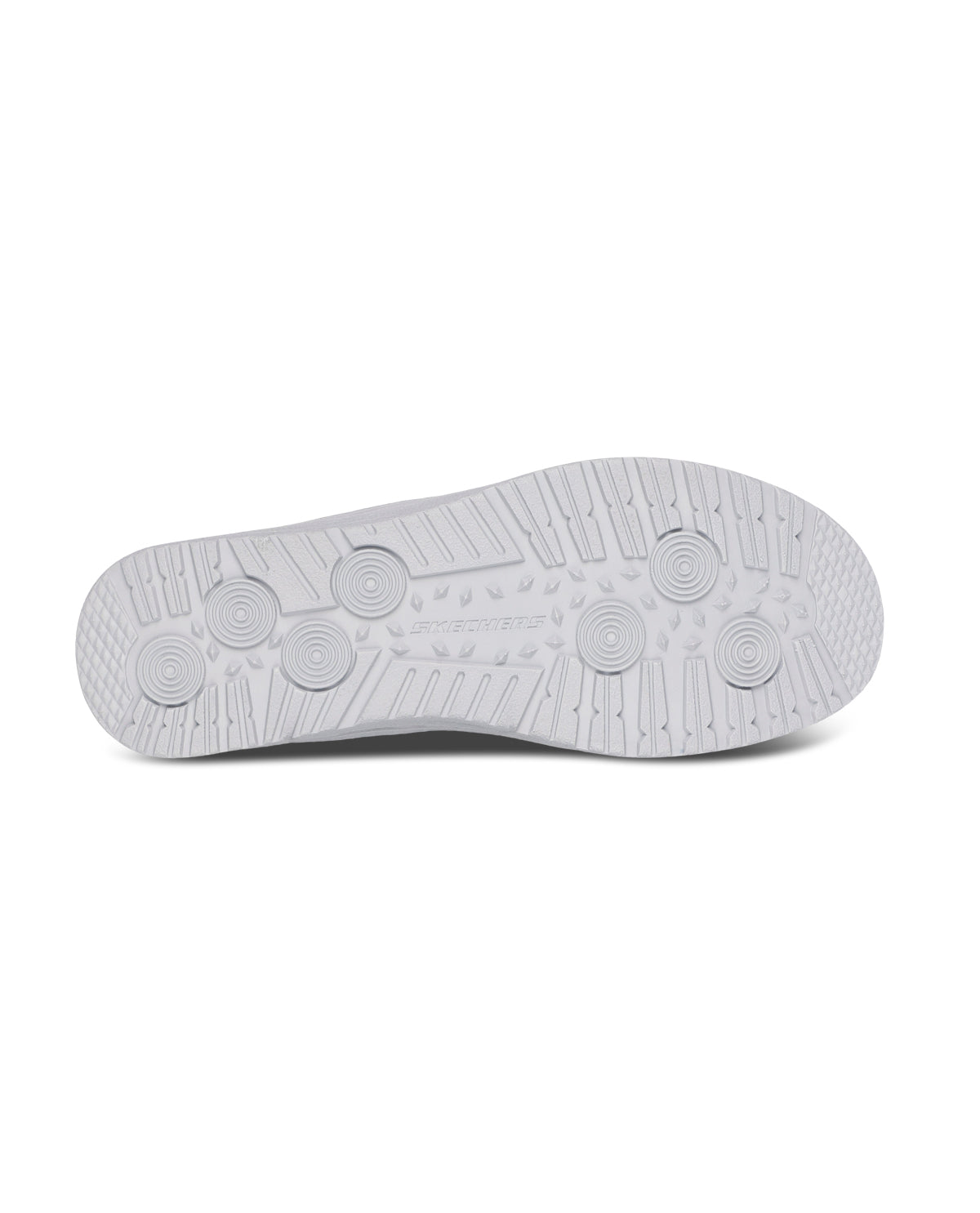 White shoe sole with tread pattern on a white background