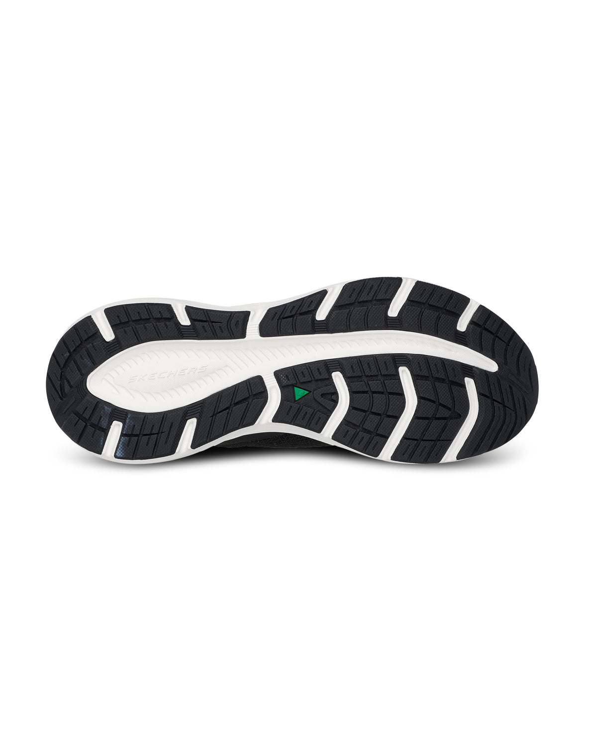 Black and white athletic shoe sole on a white background
