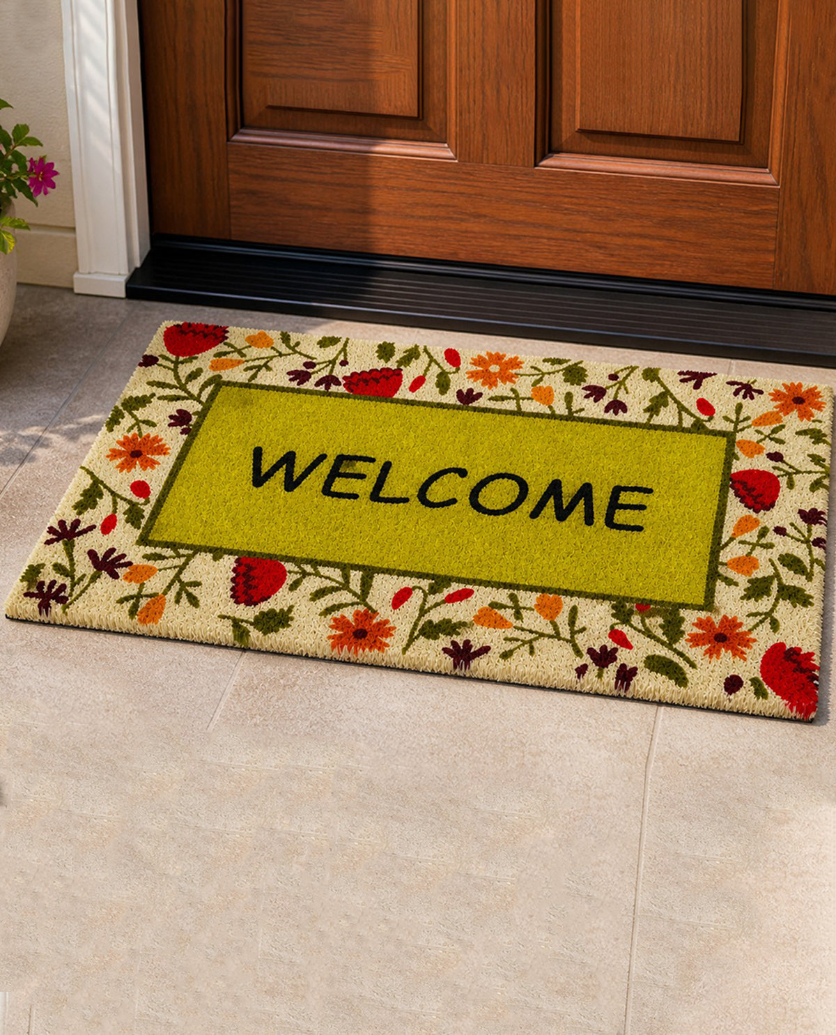 Welcome Summer Flowers Coir Mat 18x30