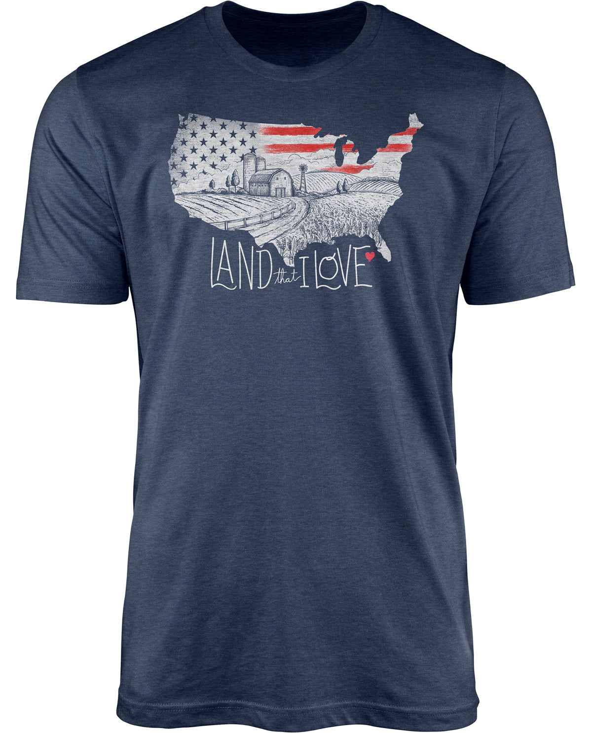 Farmland Love Short Sleeve Screen Tee Navy