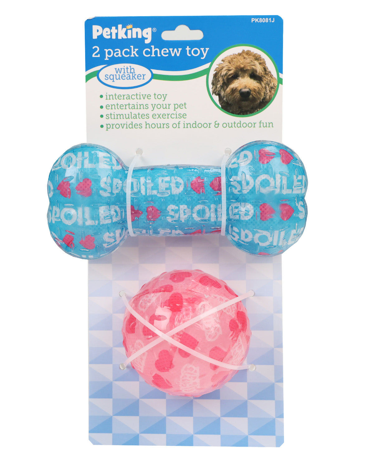2pk Dog Chew Toy With Squeaker