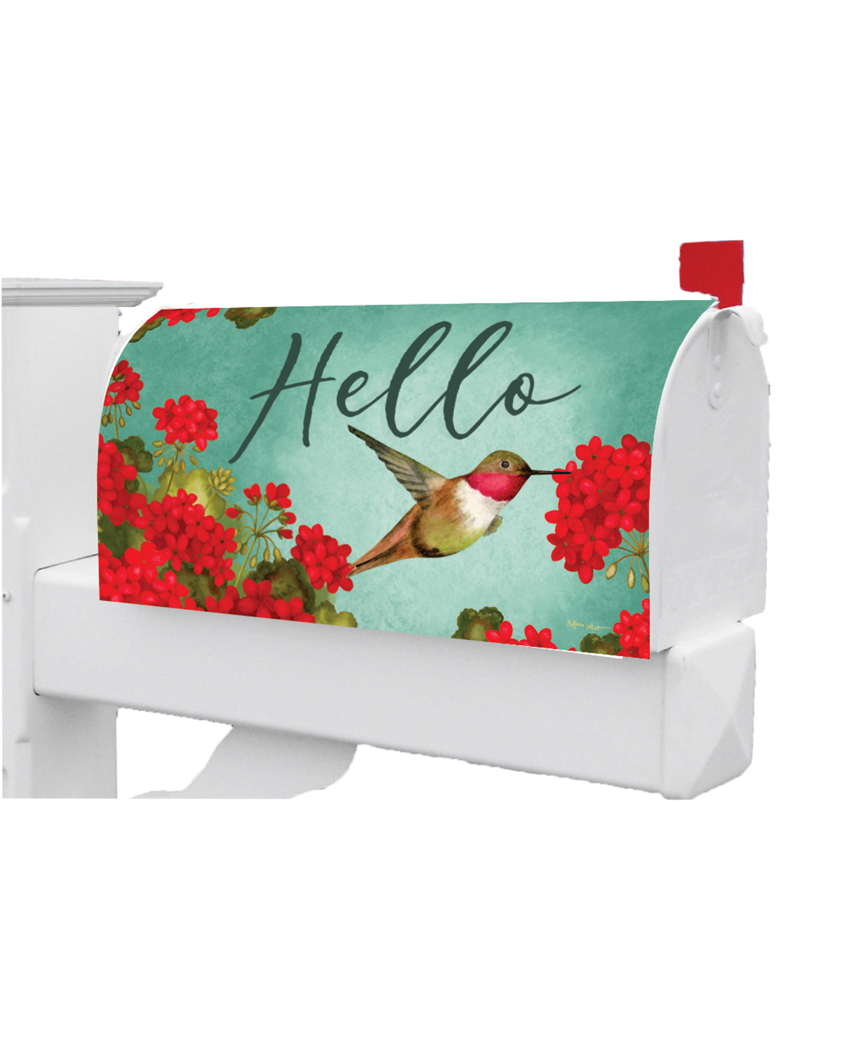 Hummingbird Geranium Mailbox Cover