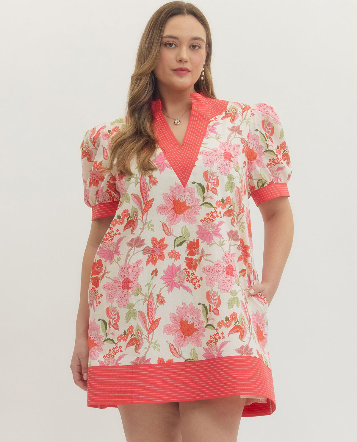 Entro Plus Print Puff Sleeve Dress