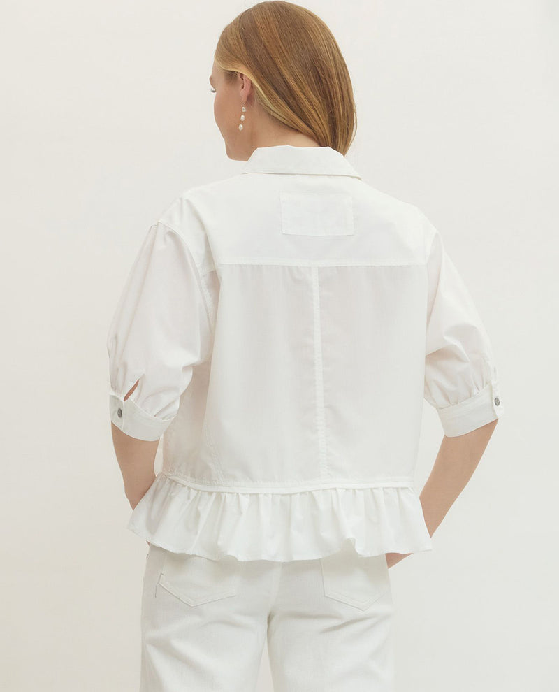 Entro Solid Ruffle Hem Top