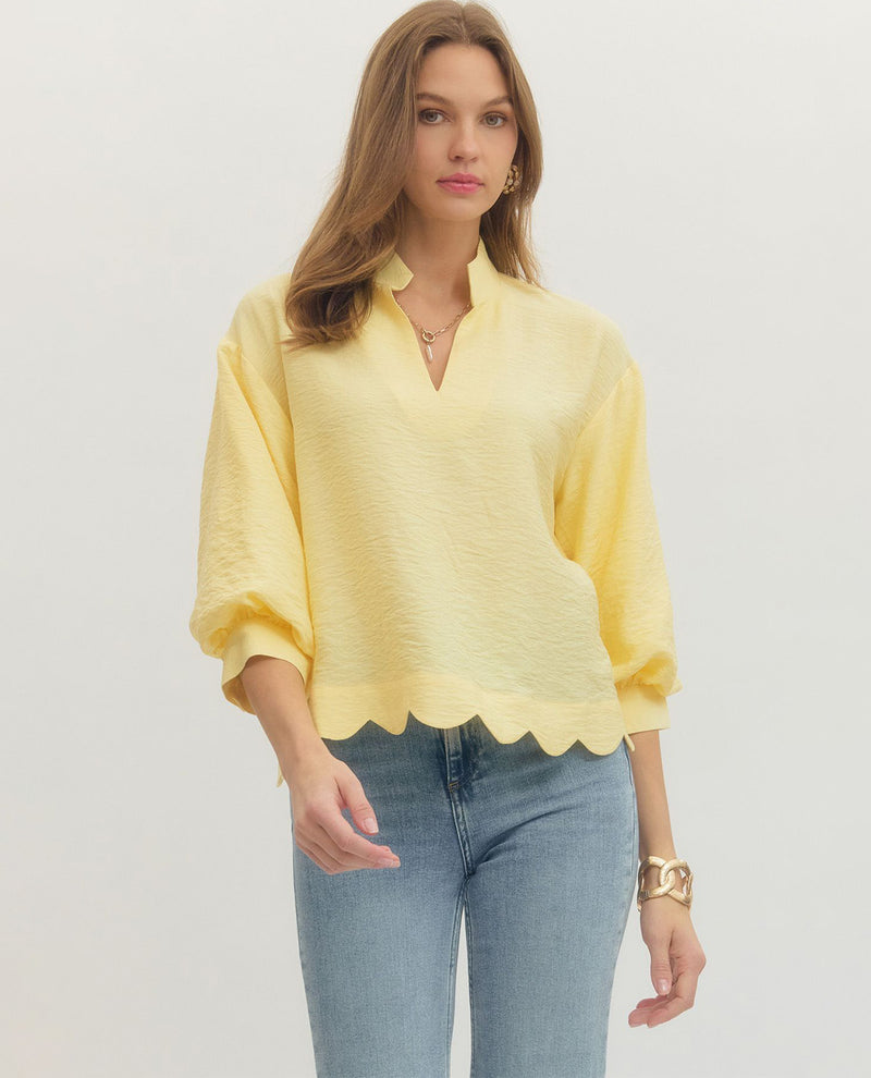 Entro Solid Scallop hem Top