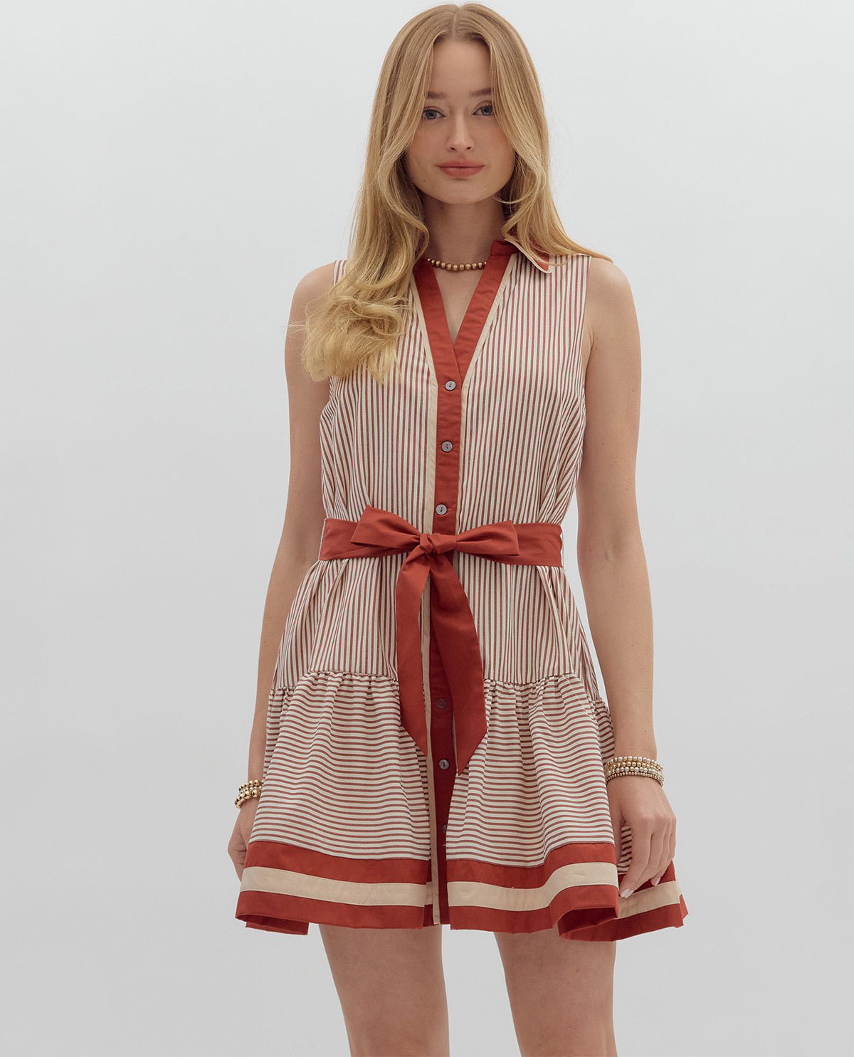 Entro Sleeveless Tie Waist Dress