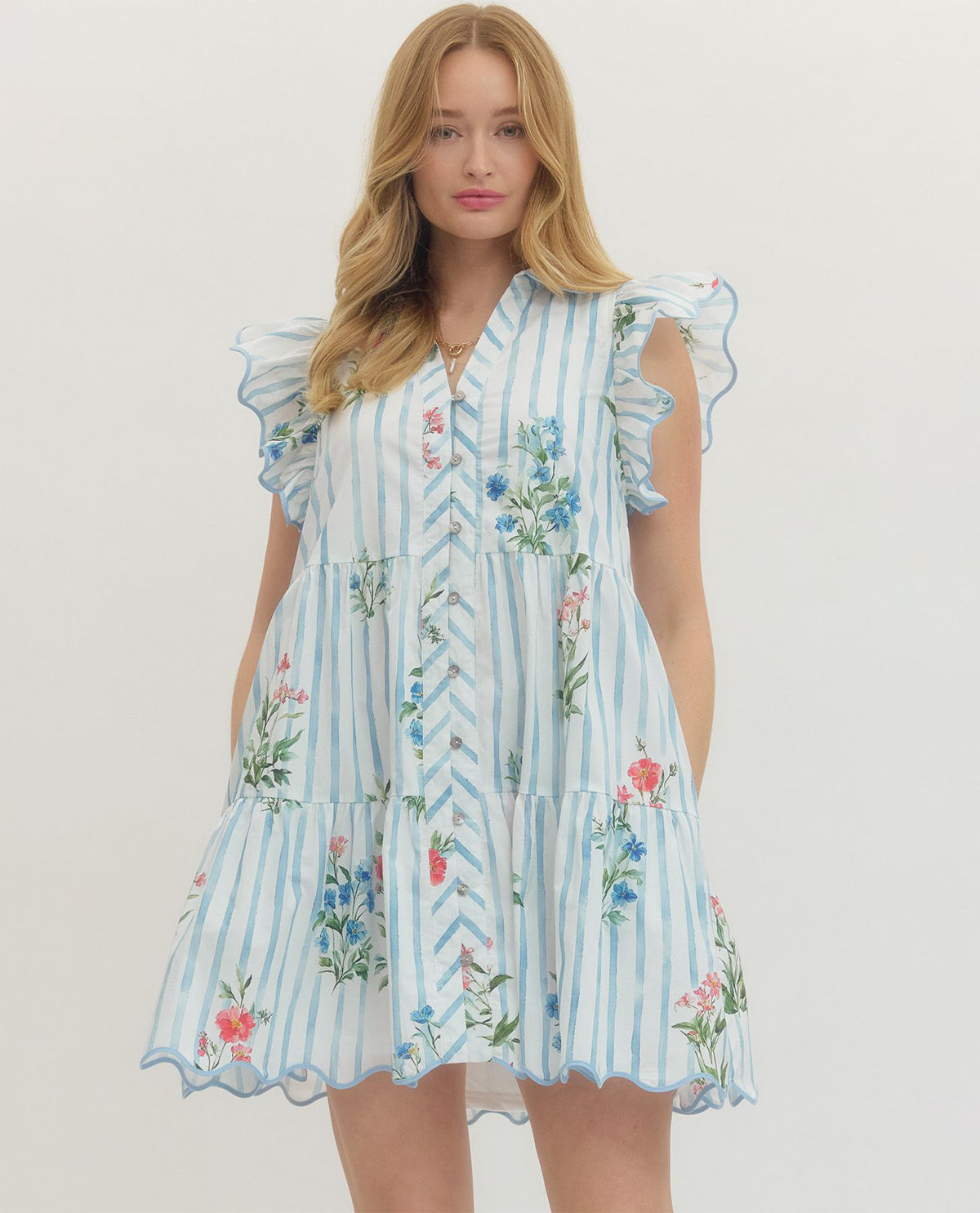 Entro Stripe Print Mix Dress