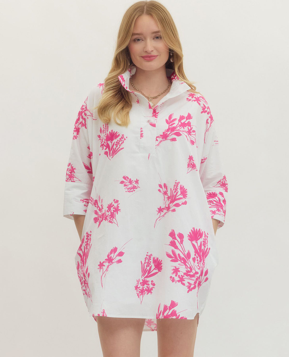 Entro 3/4 Sleeve Print Dress