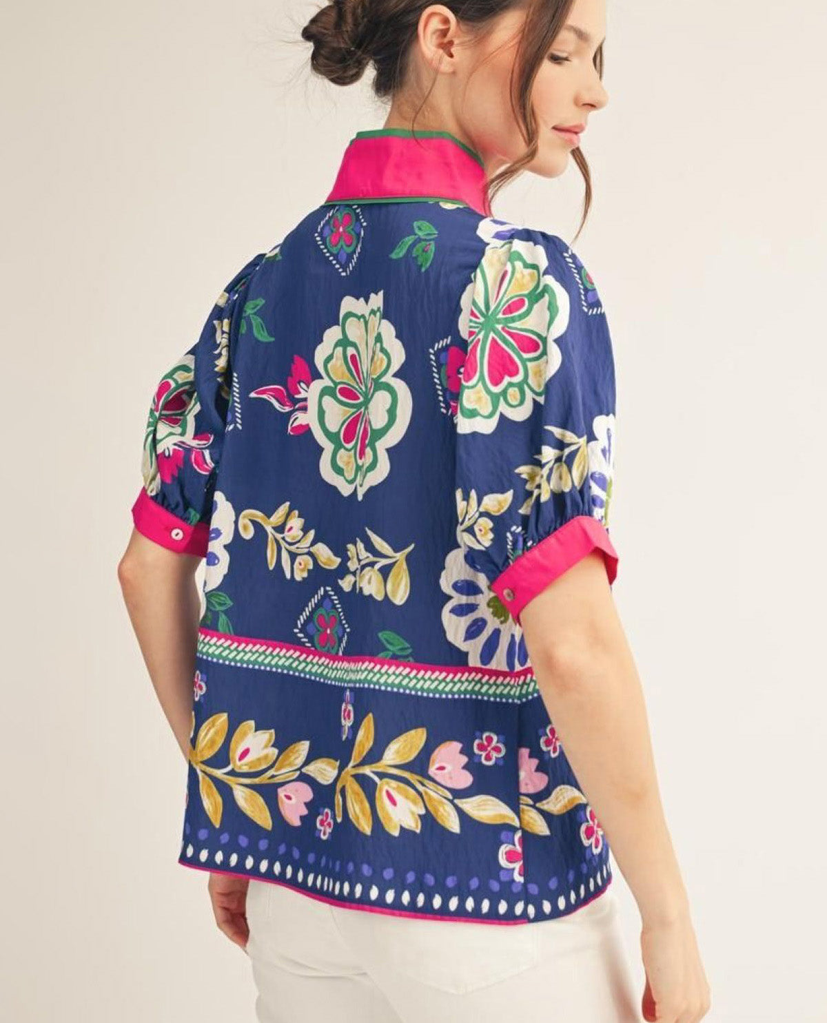 Jodifl Plus Print Top W/solid banding