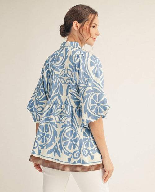 Jodifl Half Sleeves Boho Floral Print Top