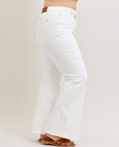 Judy Blue White Denim High Waist Tummy Control Flare