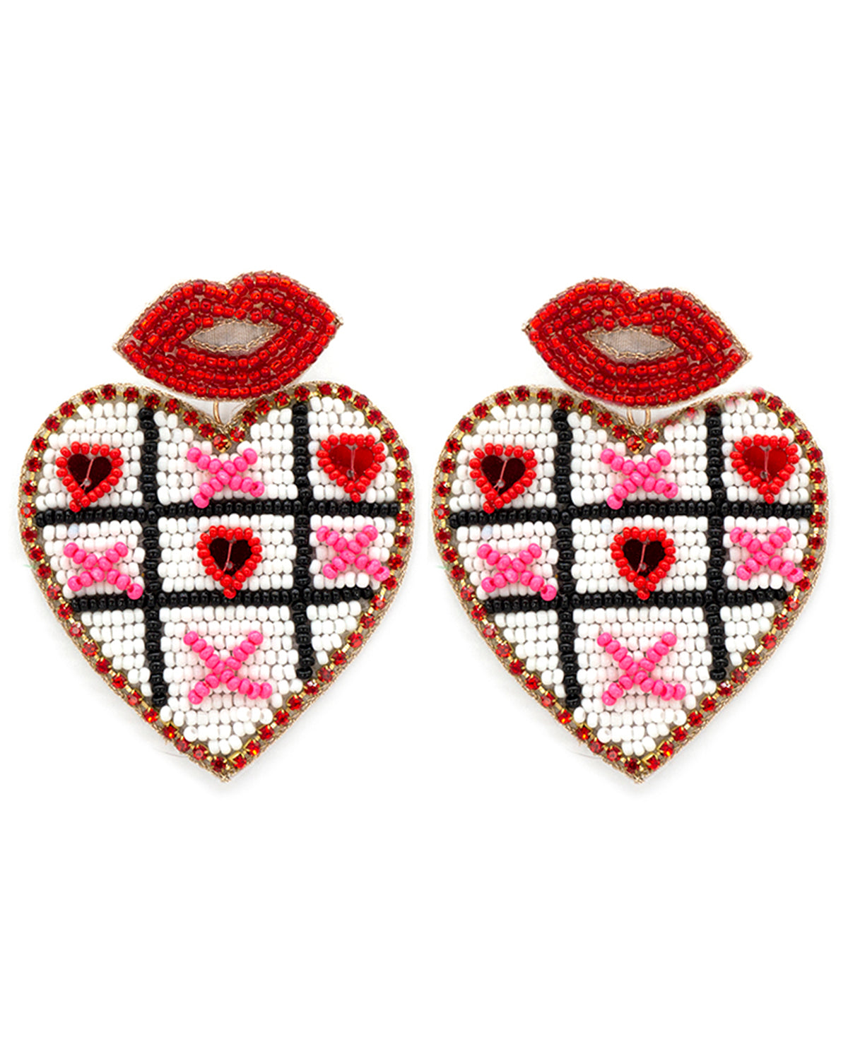 Tic Tac Toe Heart Earrings