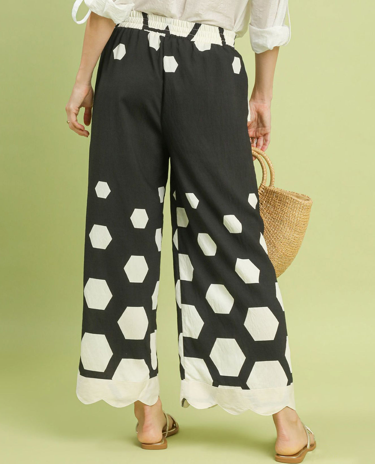 Umgee Print Smocked Pants