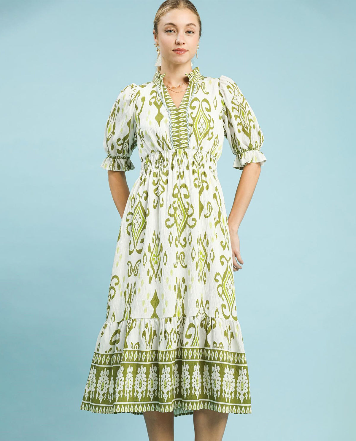 Umgee Ikat Border Print Dress