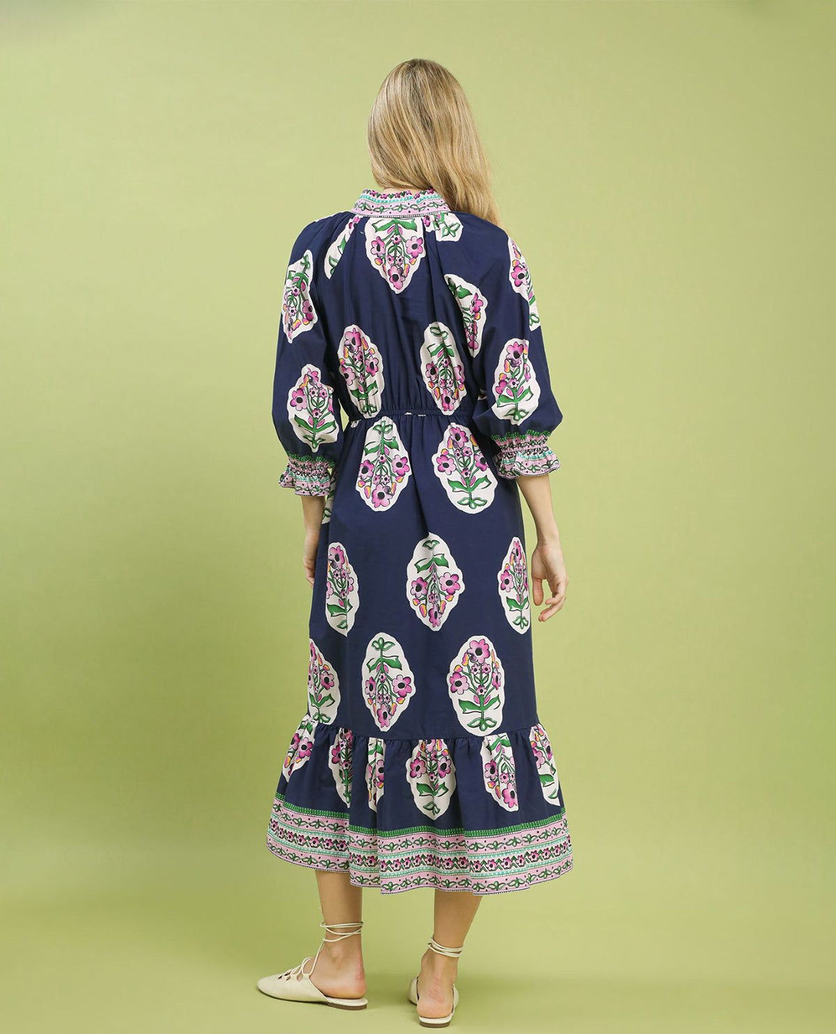 Umgee Flower Patch Border Print V-neck Dress