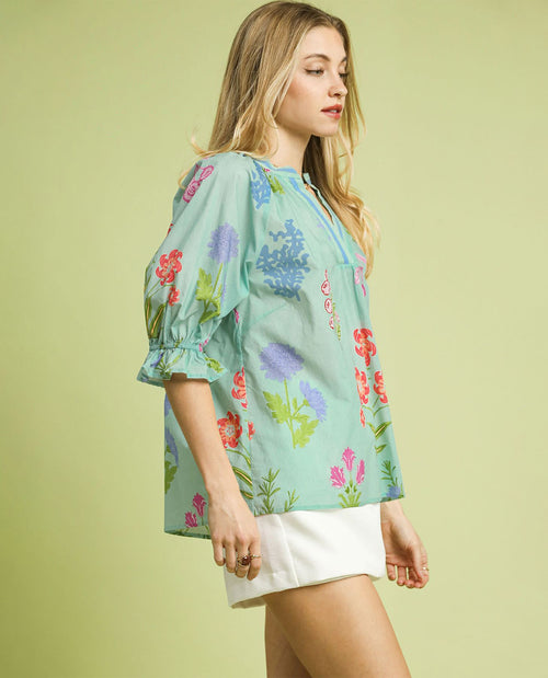 Umgee Multi Flower Print Top