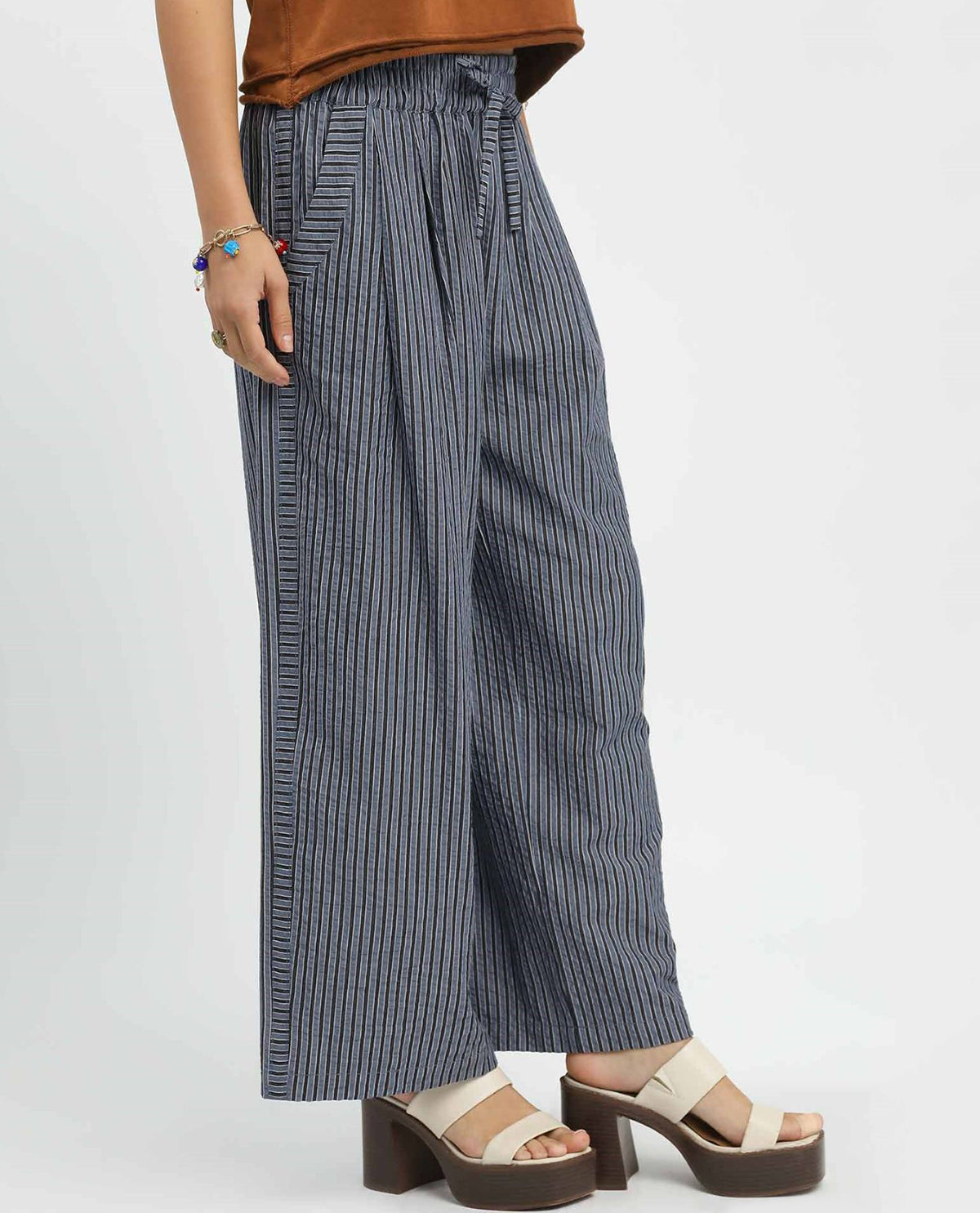 Umgee Pull On Wide Leg Pants Navy