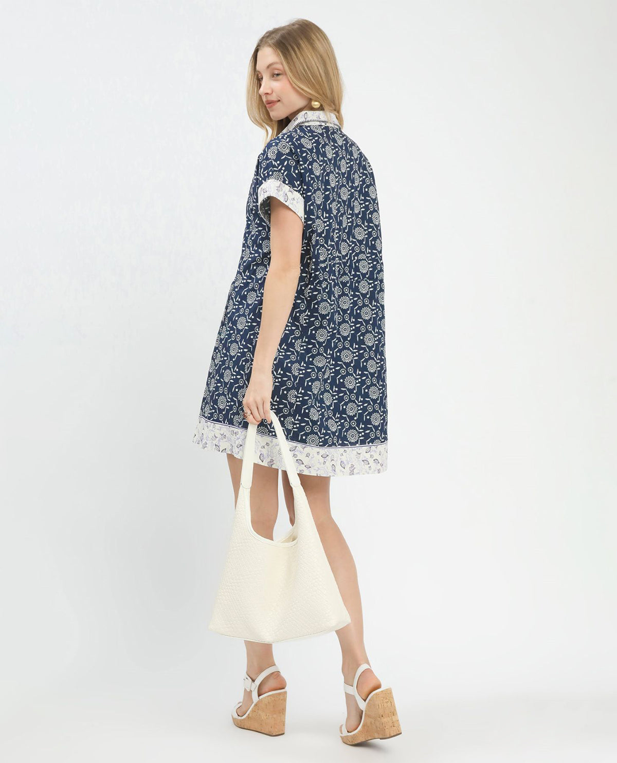 Umgee Dolman Sleeve Polo Mini Dress