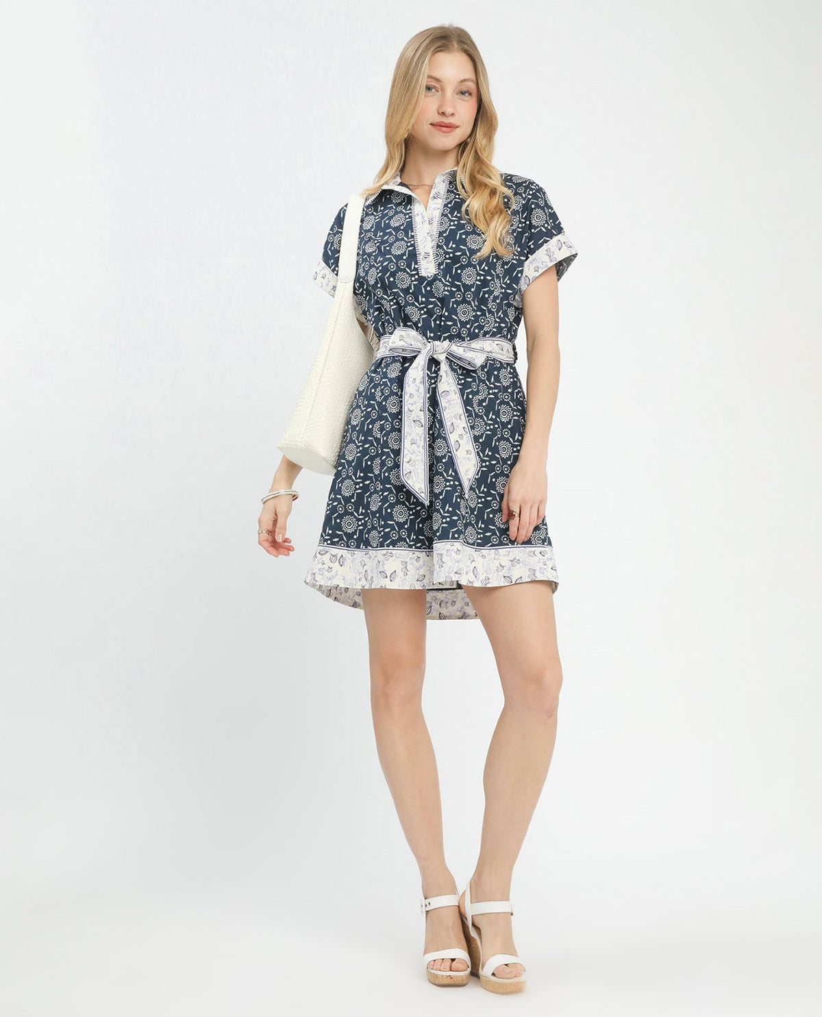 Umgee Dolman Sleeve Polo Mini Dress