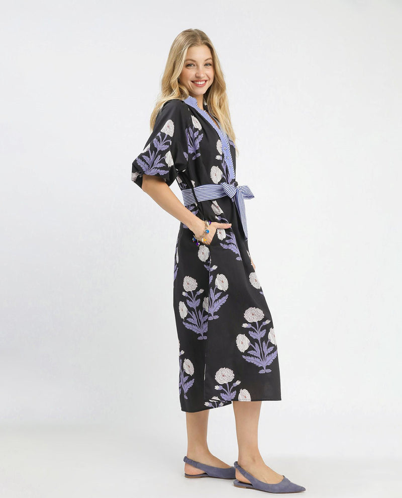 Umgee Floral Print V-neck Maxi Dress